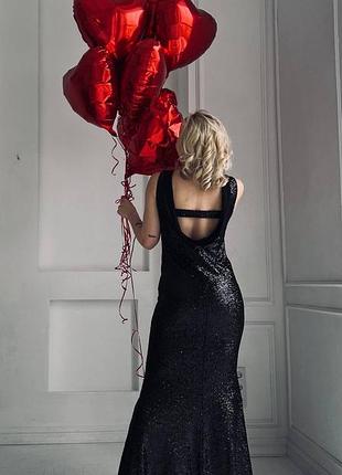 Жіноча вечірня сукня peppino довга без рукавів у паєтках чорна розмір м (46)