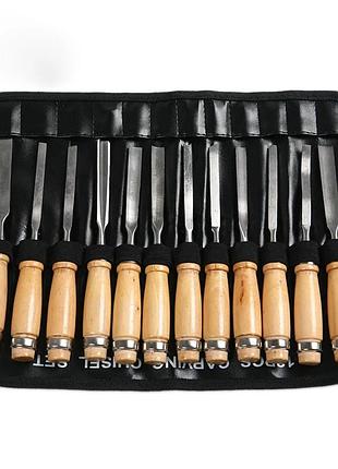 Набор резцов по дереву 12шт в чехле / набор стамесок для резьбы по дереву / токарные резцы по дереву