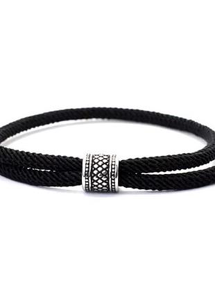 Браслет мужской из шнура и стали one черный