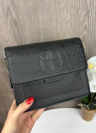 Шкіряна жіноча невелика сумка, клатч рептилії чорний. невелика сумка через плече натуральна шкіра