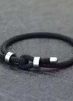 Браслет мужской из шнура и стали node черный
