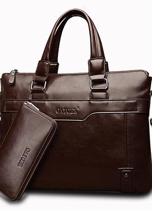 Портфель для чоловіка для документів + клатч, офісна сумка з гаманцем