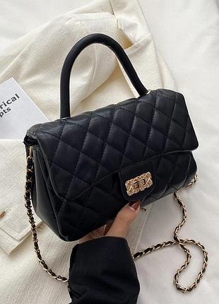 Класична сумочка жіноча 10363 крос-боді з ручкою чорна