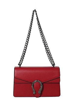 Женская красная сумочка классика 6536 кросс-боди с железной подковой