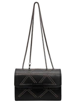 Сумочка жіноча 8263 крос-боді чорна з ланцюжком