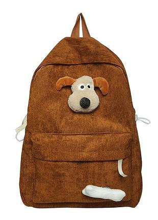 Рюкзак вельветовый с брелком коричневый