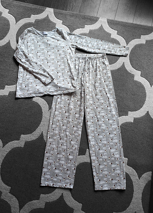 Уютная пижама кофта лонгслив и штаны, 100% хлопок, овечки, размер с