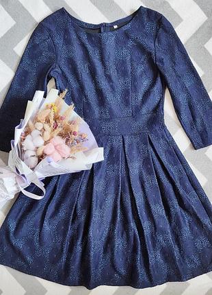 Платье женское праздничное мини s m синяя с блестками