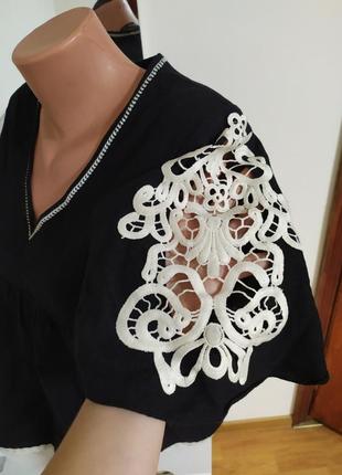 Черная блуза для беременных с вышивкой zara3 фото