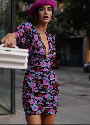 Новое шикарное платье zara в цветочный принт
