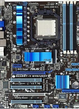 Топовая плата amd sam3 на ddr3! asus m4a88t-v evo/usb3 140w ! с hdmi понимает абсолютно все 2-6 ядерные процы