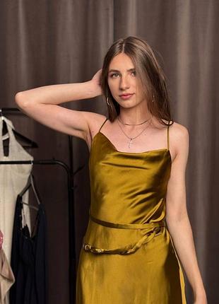 Шовкова сукня zara в золотистому відтінку
