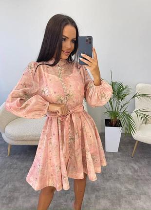 Брендова жіноча святкова коротка сукня плаття з поясом