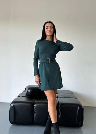 Платье женское изумрудное замшевое
