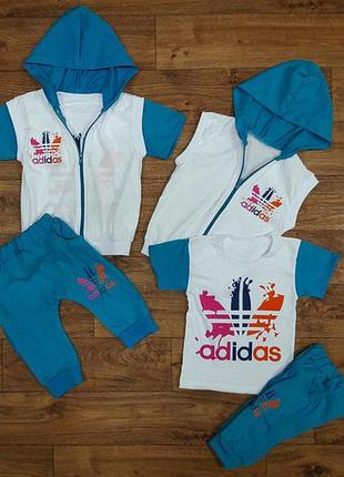 Костюмчики adidas хлопчикам 80-116 ріст. новинка! 3 кольори. блакитний