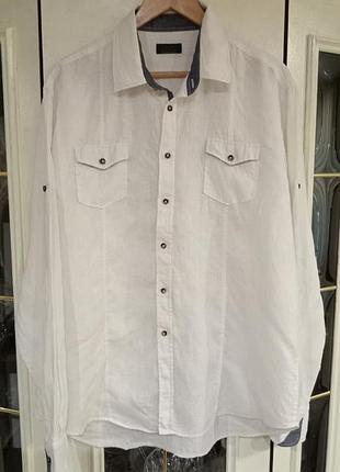 Мужская льняная рубашка zara man, xxl/ 52 размер