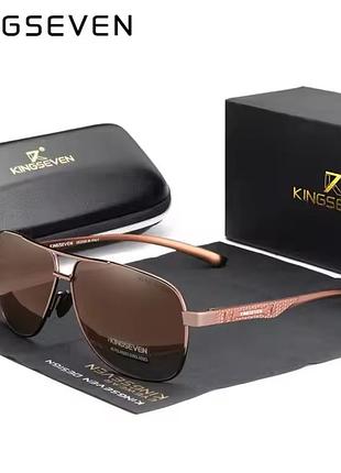 Брендовые мужские солнцезащитные поляризационные очки kingseven карбон brown/ очки мужское солнцезащитное