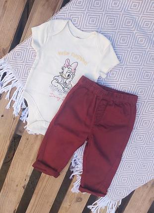 Набор на девочку 6-9 месяцев. легкие брюки и боди 🎀