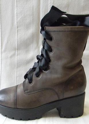 Кожаные ботинки на шнуровке и платформе утепленные р.39 ст.25,5см2 фото