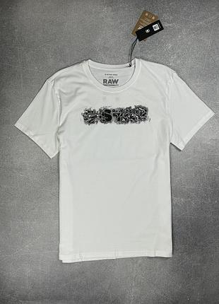 G star raw футболка літня біла з принтом