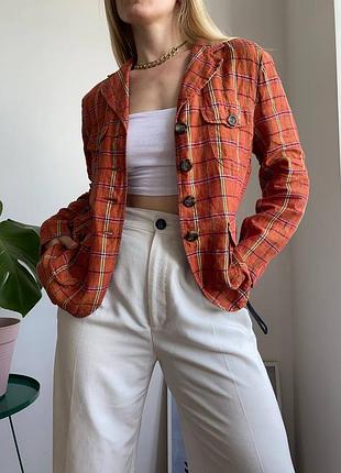 Легкий льняной жакет в клетку max mara weekend