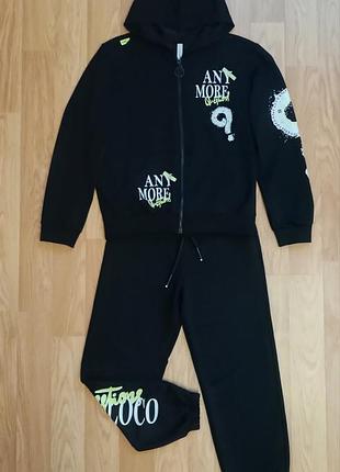 Костюм спортивний для дівчинки 14-15 років loco loco, туреччина, чорний,р. 164