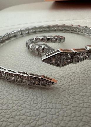 Набір bvlgary змія обручка і браслет з цирконами стиль