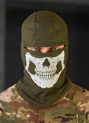 Флисовая балаклава олива череп  вт4798