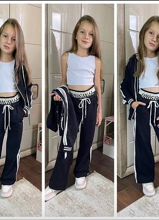 Спортивний костюм для дівчинки трійка кофточка брюки і топ
