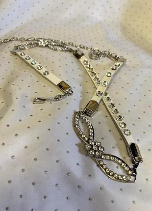 Нарядный ремень, кожа, метал и стеклярусы