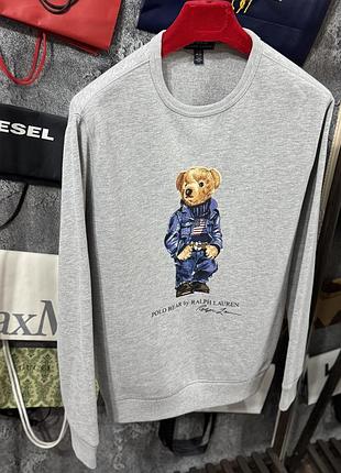 Світшот чоловічий кофта polo bear by ralph lauren сірий m 3