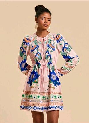 Платье розовое принт мини