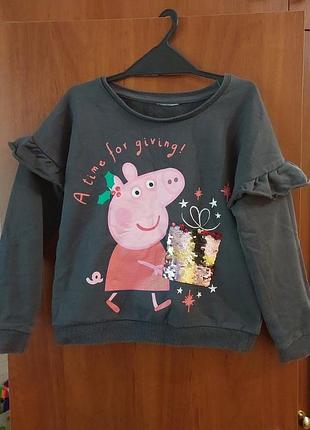 Свитшот на девочку 4-5 р 104/110см рукав от горла 47см длина 42см.