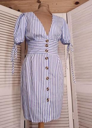 Святкова нарядна сукня у смужку, плаття у полоску на ґудзиках