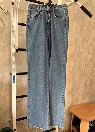 Джинси zara жіночі сині/блакитні 38 нові,не ношені straight fit super high rise straight leg full length regid