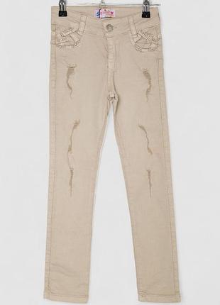 Джинсы для девочки цвет бежевый туречки