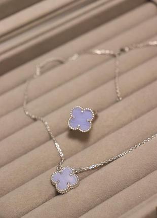 Підвіска під бренд медичне золото конюшина ван кліф лавандовий камінчик