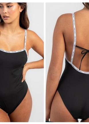 Купальник слитный calvin klein закрытый женский черный,размер l