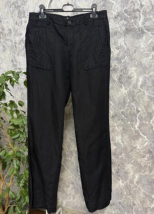 Брюки штани чорні літні прямі лляні брюки edc 38