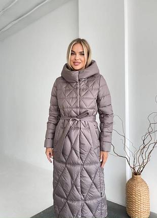 Стеганое зимнее пальто пуховик длинная куртка