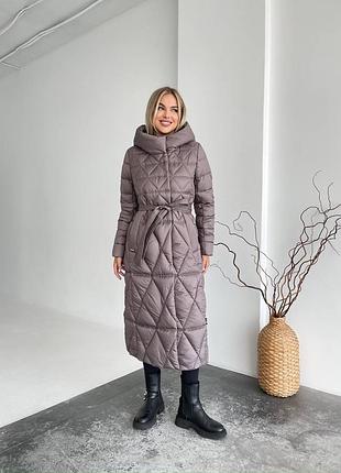 Стеганое зимнее пальто пуховик длинная куртка