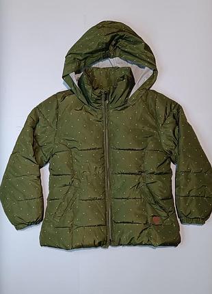 Демісезонна дитяча куртка mango kids у горошок, 5-6 років, 116 см, зелена