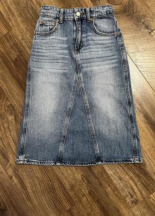 Юбка модна середньої довжини для дівчинки синя zara