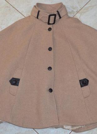 Брендовое демисезонное пальто кейп пончо с карманами tu вьетнам шерсть этикетка8 фото