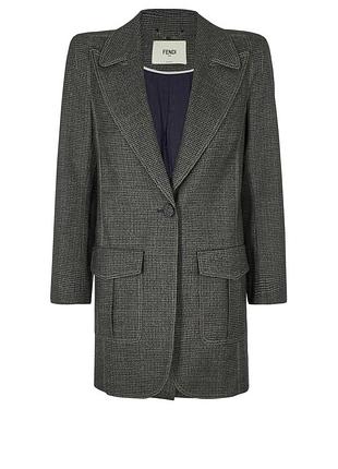Женский удлиненный пиджак fendi из шерстяной смеси с узором «гусиная лапка»