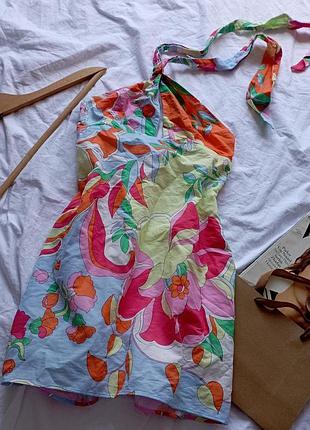 100% бавовна літня пляжна сукня зара з оголеною спиною, оголеними плечима, відкритою спиною, на зв'язках, з декольте, міні, американська пройма обмін