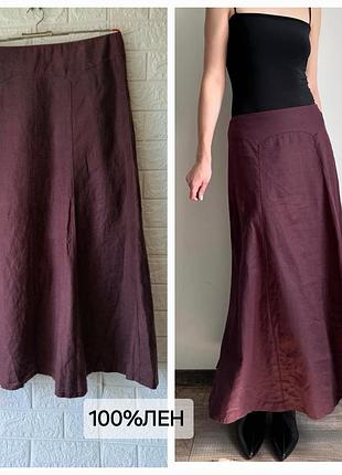 Юбка/100%лен/макси/ марсала/laura ashley