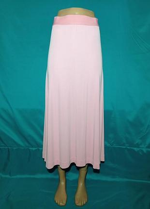 Спідниця міді рожева трикотажна на резинці розмір m l недорого