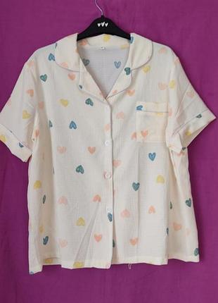 Блуза шелковая в пижамном стиле роз. 50