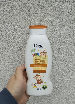 Дитячий шампунь-гель для душу та пінка для ванни cien kids "банан", 500 мл